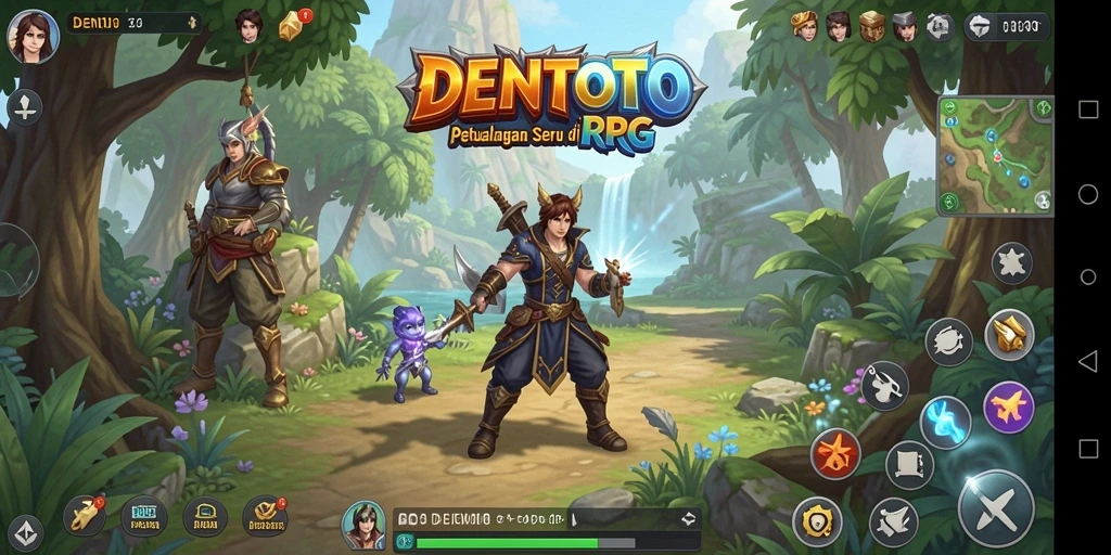 Tangkapan layar DENTOTO menampilkan aksi pertempuran seru dalam dunia RPG.