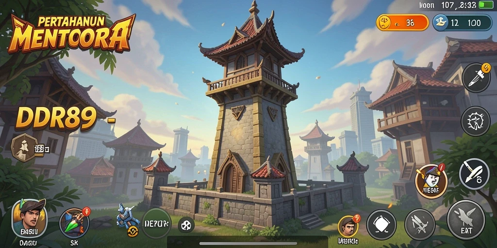 Tampilan gameplay seru dalam IDR89 saat melawan gelombang musuh.