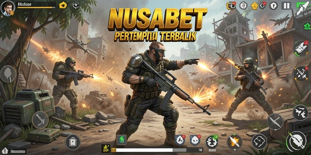 Tampilan seru pertempuran dalam game NUSABET Battle Royale.