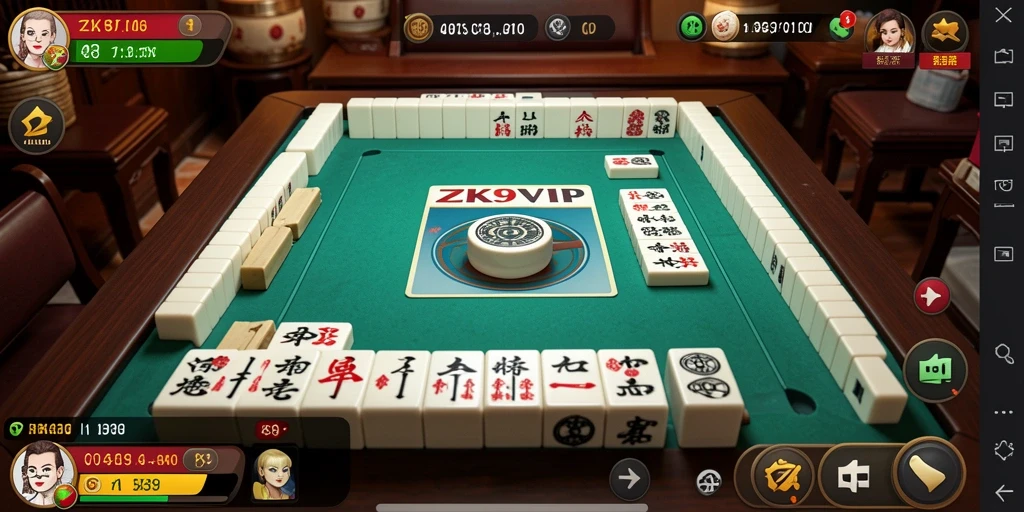 Tampilan layar permainan Mahjong ZK9VIP yang menarik dan interaktif.